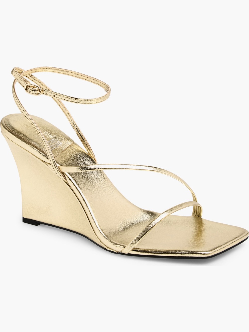 NEW Jeffrey Campbell Highlight Ankle Strap Wedge Sandal in Light Gold